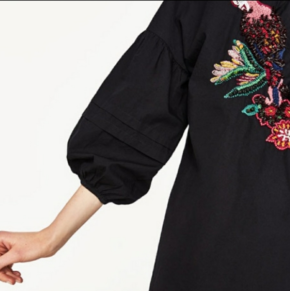 Zara Sequin Parrot Poplin Romper - Picture 3 of 4